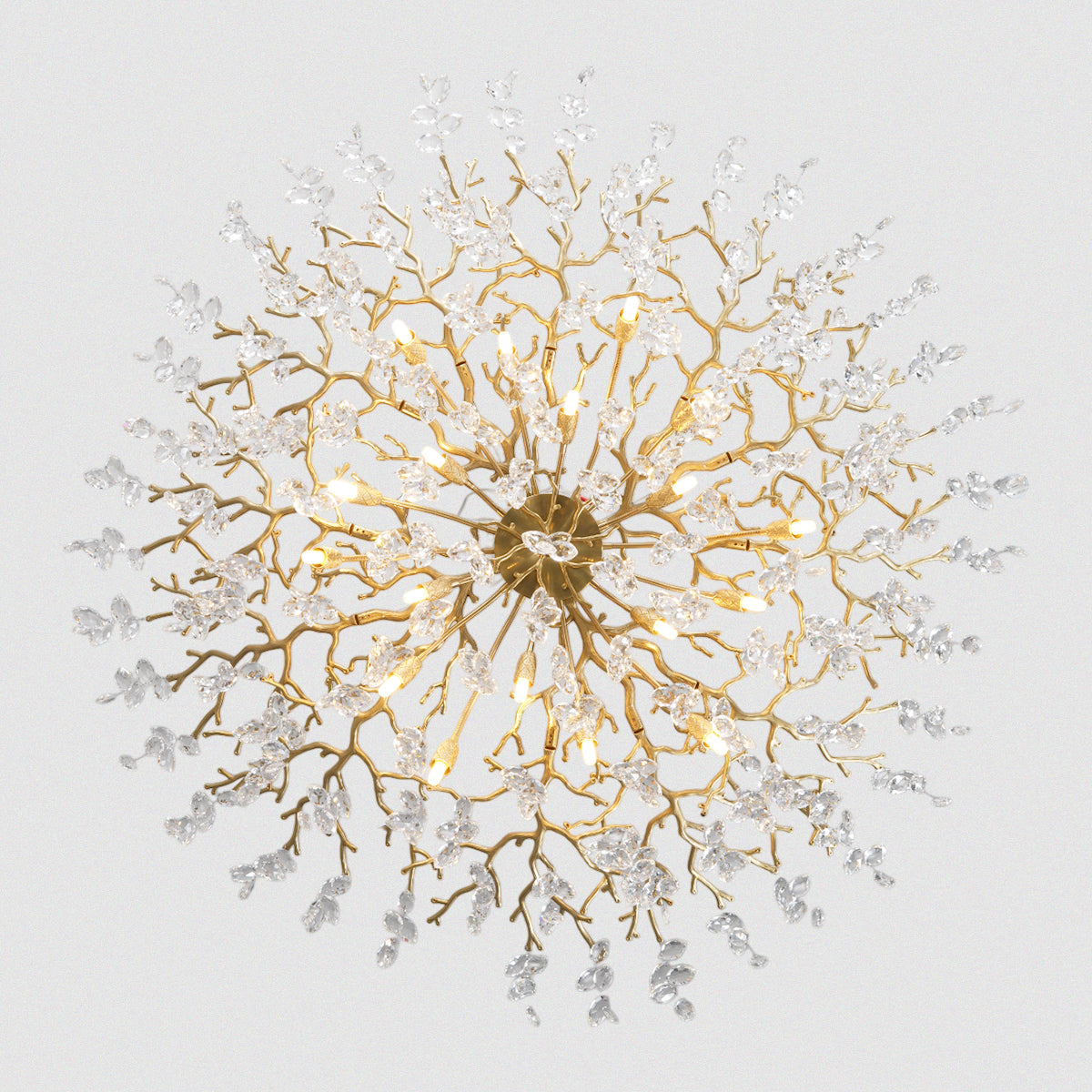 Luxury Crystal Branch Nature Brass Tree Design Chandelier