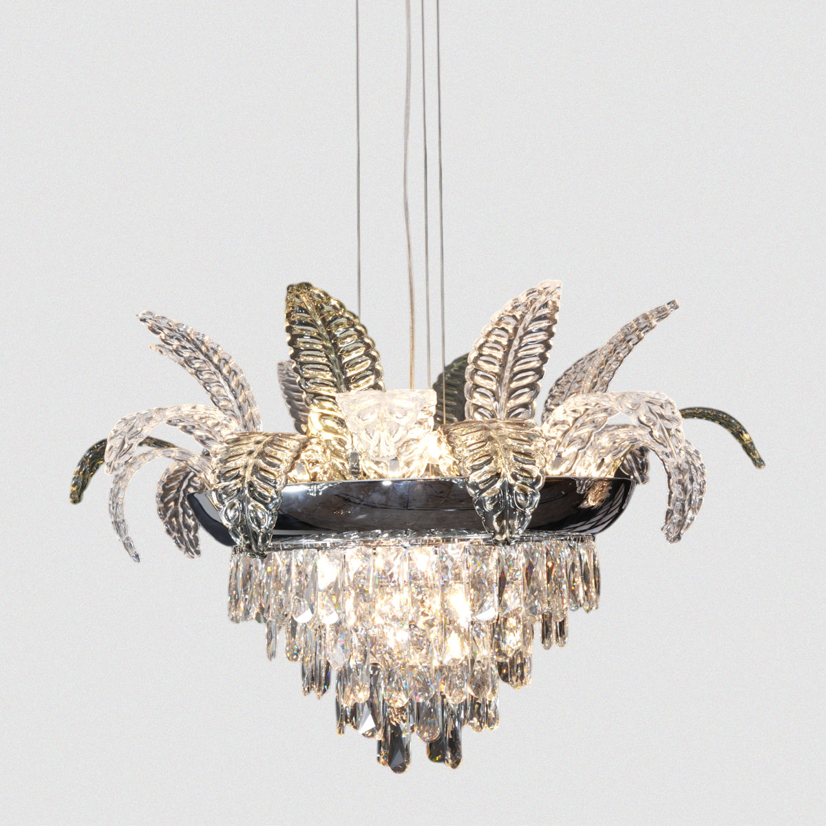 Light Fixture Modern Crystal with Leaf Design Chandelier