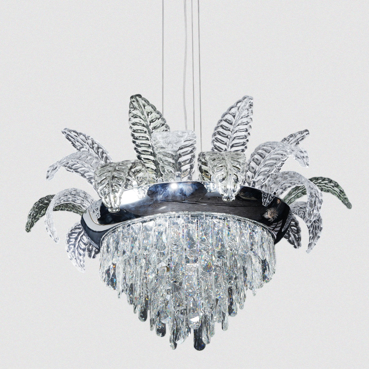 Light Fixture Modern Crystal with Leaf Design Chandelier