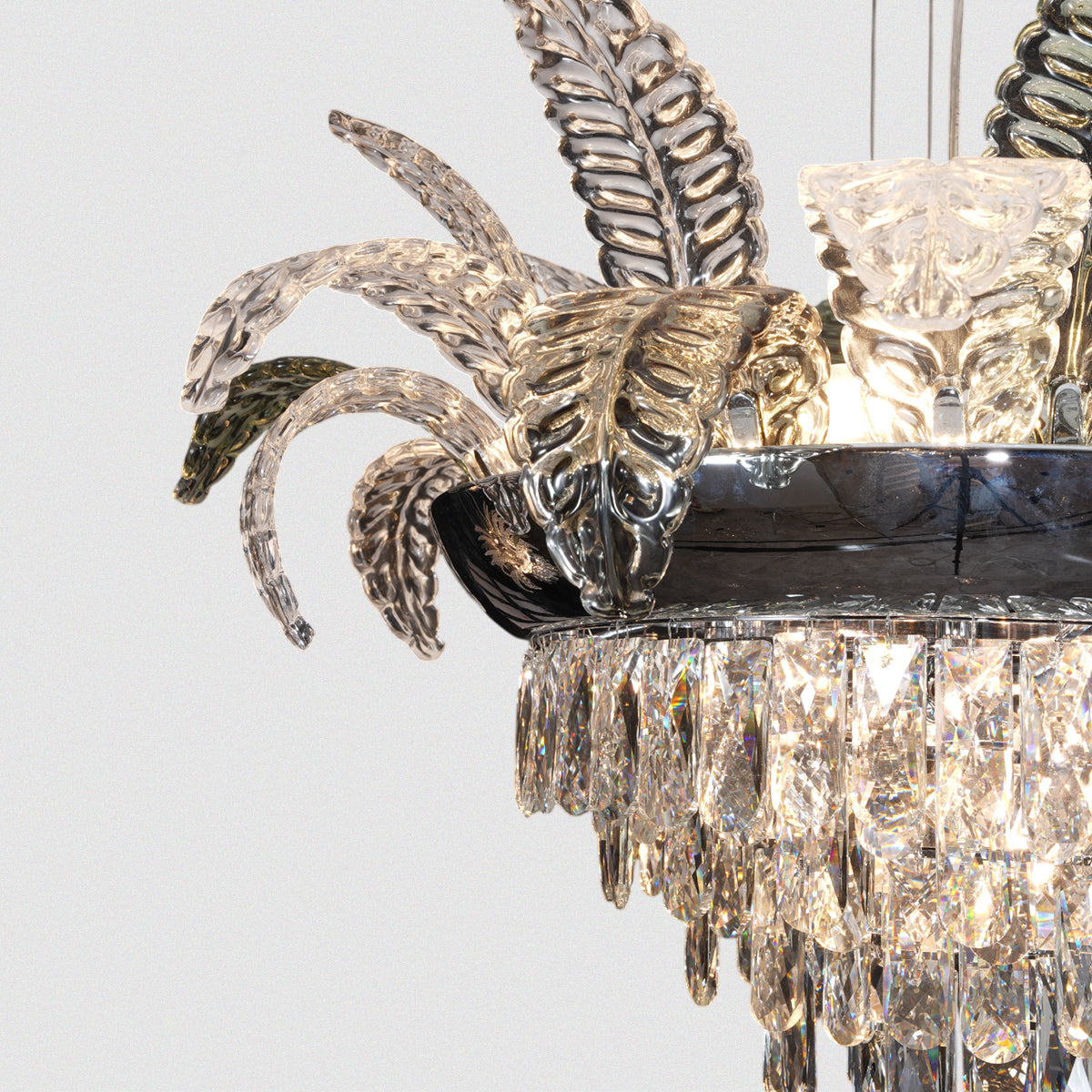 Light Fixture Modern Crystal with Leaf Design Chandelier