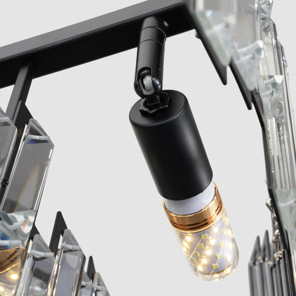 Modern Crystal Chandelier with Black Frame 5-Tiered Rectangle Design