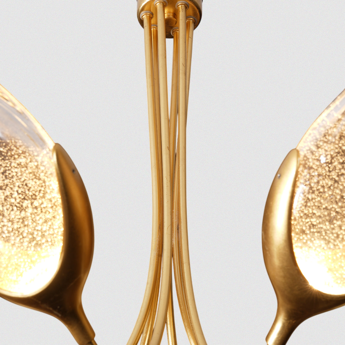Elegant Leaf Design Glass Pendant Light in Brushed Gold