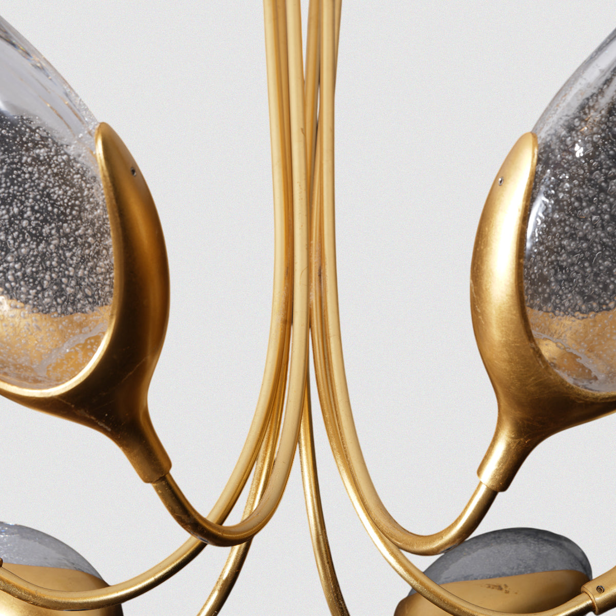 Elegant Leaf Design Glass Pendant Light in Brushed Gold