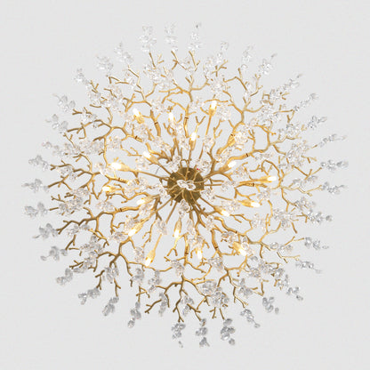 Luxury Crystal Branch Nature Brass Tree Design Chandelier
