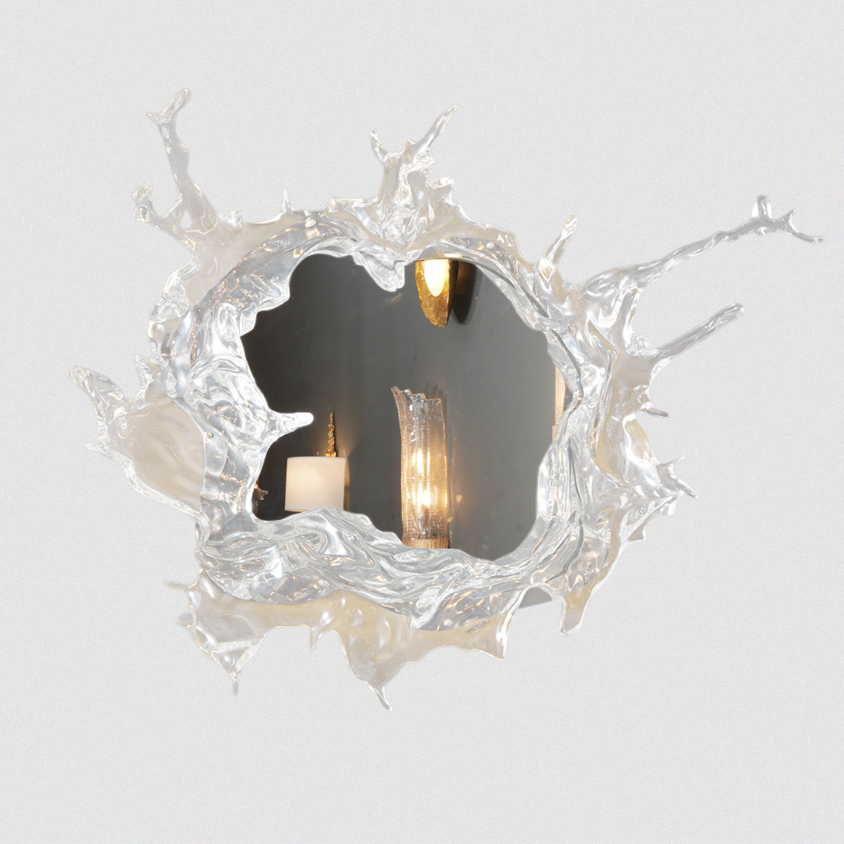 Handcrafted Resin Splash Design Modern Artistic Mirror Wall Sconce
