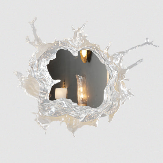 Handcrafted Resin Splash Design Modern Artistic Mirror Wall Sconce