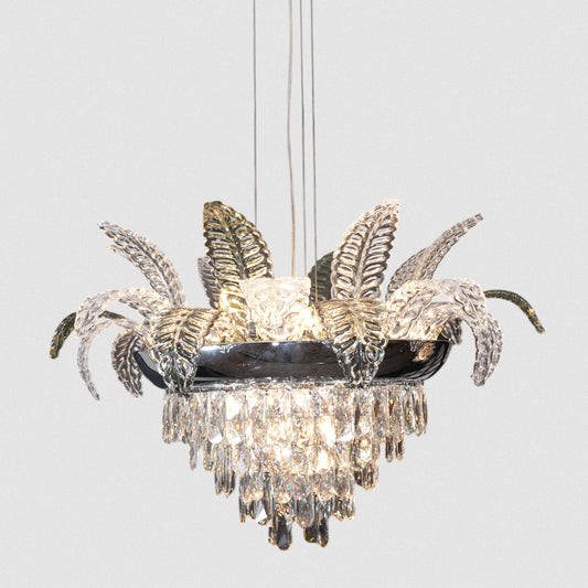 Light Fixture Modern Crystal with Leaf Design Chandelier
