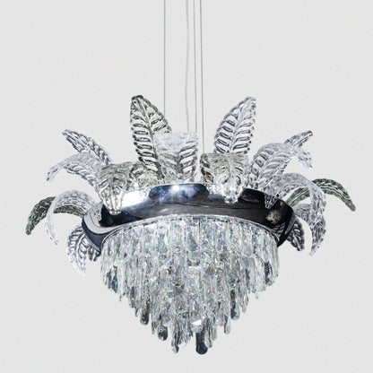 Light Fixture Modern Crystal with Leaf Design Chandelier