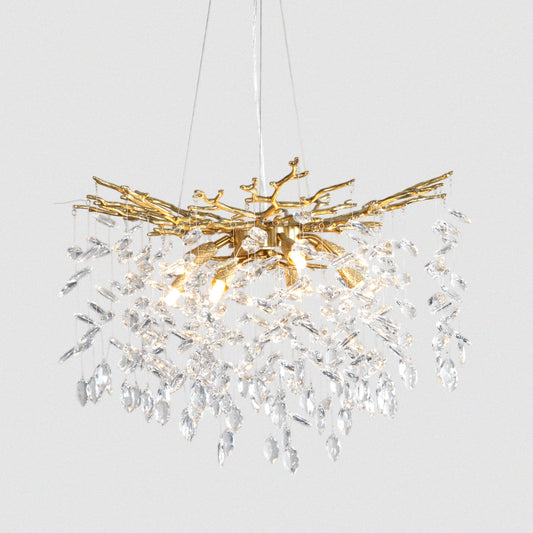 Luxury Crystal Branch Nature Brass Tree Design Chandelier