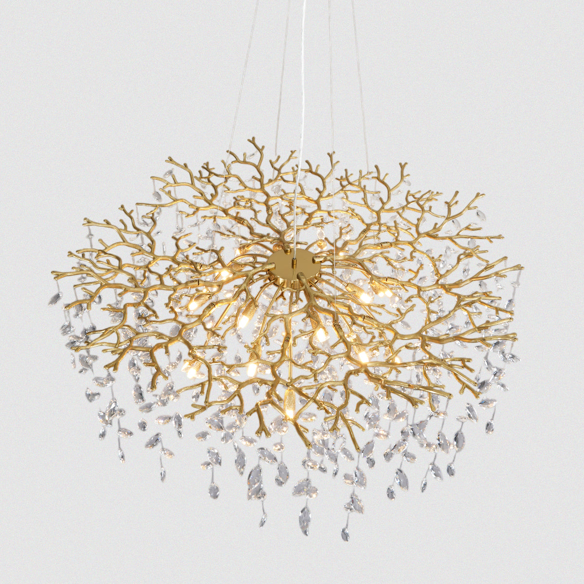 Luxury Crystal Branch Nature Brass Tree Design Chandelier