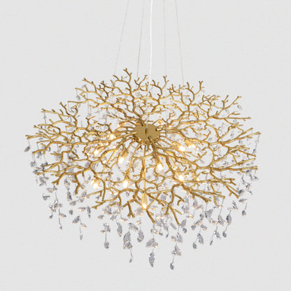 Luxury Crystal Branch Nature Brass Tree Design Chandelier