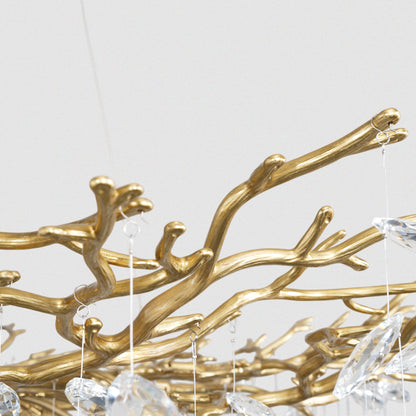 Luxury Crystal Branch Nature Brass Tree Design Chandelier